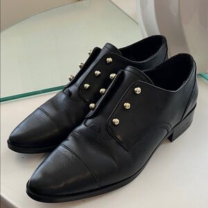 Nine West Black Oxford Shoes with Gold Studs